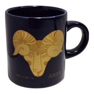 Vintage Ceramic Aries Ram Espresso Coffee Mug Zodiac Horoscope Astrology